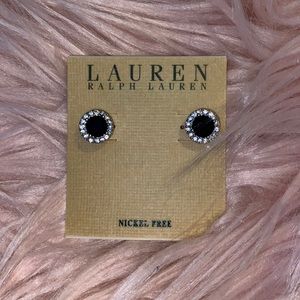 Ralph Lauren Stud Earrings Black With Crystal